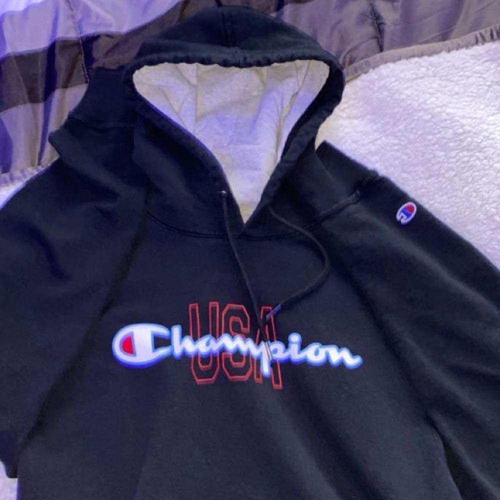 Mens M Black Champion Hoodie